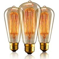 Los mejores  - Aurora Bombillas Vintage E27-Bombilla de Filamento Edison 40W-ST64 Tornillo 220V-240V Lámpara de vidrio Filamento de…